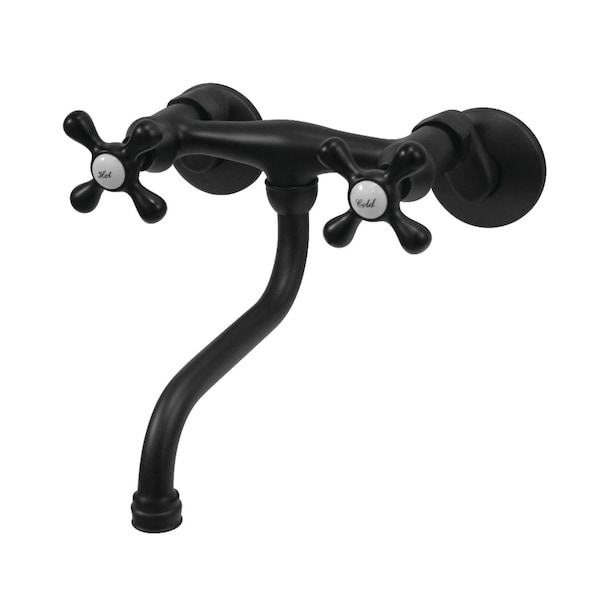 KS216MB Kingston Two Handle Wall Mount Bathroom Faucet, Matte Black